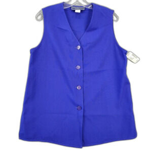 Norton McNaughton Blue Shirt Sleeveless Buttons Blouse NEW $44 Women's 12 Petite